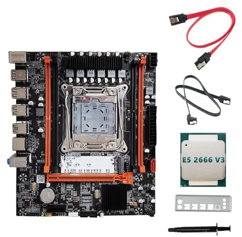Jrudjsnhhty Placa Base de Escritorio X99H+CPU E5 2666 V3+Grasa TéRmica LGA2011-V3 B85 DDR3X4 Ranura ECC M.2 NVME PCI-E 3.0 X16