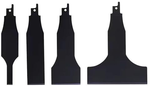 4PCS Reciprocating Saw Scraper Blades, Carbon Steel Scraping Tool Tile Glue Removing Tool, Black