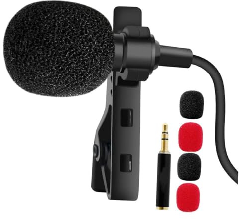 Cabilock Mini Micrófono de Clip Omnidireccional de 3,5 Mm para Smartphones y PC Diseño de Clip y Efecto de Audio Claro Adecuado para Conferencias en Exteriores