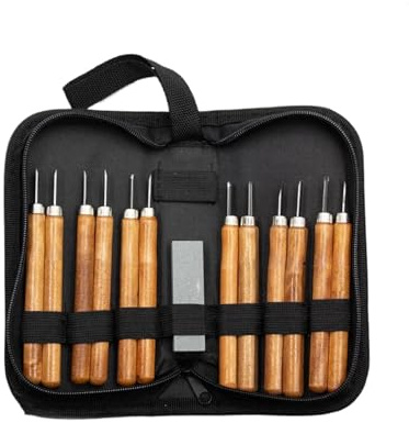 Kit de Sculpture sur Bois 12 pièces/ensemble manche en bois sculpture sur ciseau Scalpel outils ensemble Cutter de couteaux Kit d'outils à main(Cloth bag set)