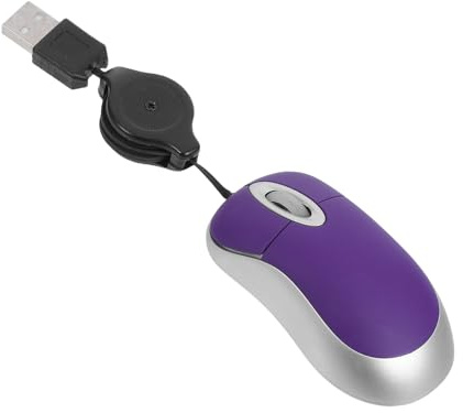 Vaguelly Souris USB Mini Filaire Rétractable 1600 Dpi Molette 3 Directions pour PC et Utilisation Domestique, Violet