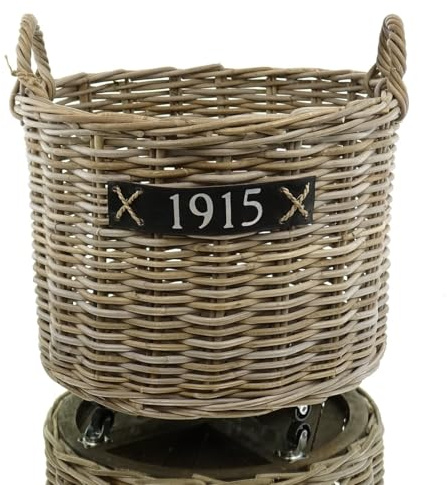 VAN DER LEEDEN Rattan Kaminholzkorb mit Rollen Ø 60 cm