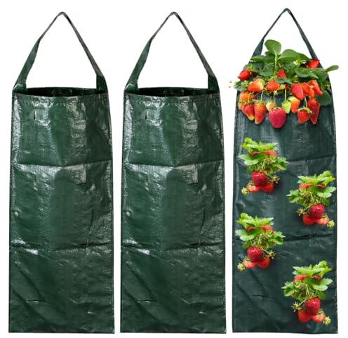 3 Pcs Hanging Grow Bags, Strawberry Planter Set, Hanging Planters for Strawberry Plants, Vertical Growing System for Vegetables and Tomatoes, Hanging Planter Grow Bag For Carrot Onion Tomato Potato