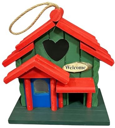 Casette Per Uccelli Da Esterno,Casetta in Legno dal Design Estetico con Corda,Casette Bluebird da Esterni - Per Pettirosso Passero Rondine Canarini Cardellino Per Esterni Giardino Balcone Terrazzo