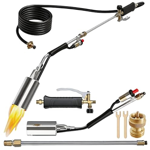 BRGD Kit de Quemador de Malezas de Antorcha de Propano Incluye Manguera de 3m, Reductor de Presión y Adaptador de Rosca para Cilindro para Jardín, Pasarelas, Hielo, Nieve (No Incluido)