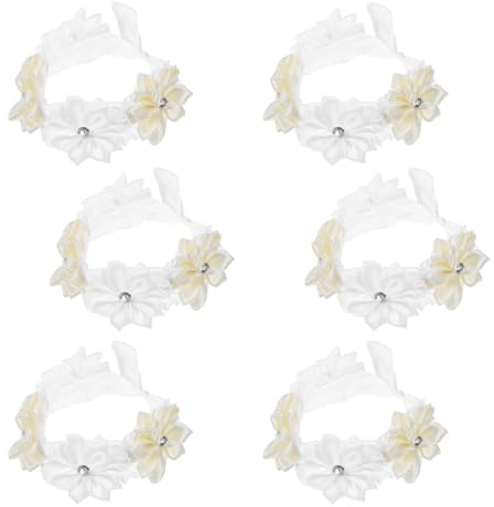 OATIPHO Pulsera de Ramillete de Muñeca para Dama de Honor 6 Piezas, Flores Artificiales en Tonos Crema y Marfil, Diseño Ligero y Flexible, Accesorio Reutilizable para Bodas, Graduaciones
