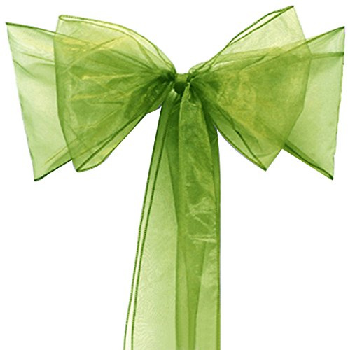 Calcifer 50 lazos de organza suaves y elegantes para cubrir sillas, lazos para decoración de fiestas, bodas, banquetes, 50 unidades (verde frijol)