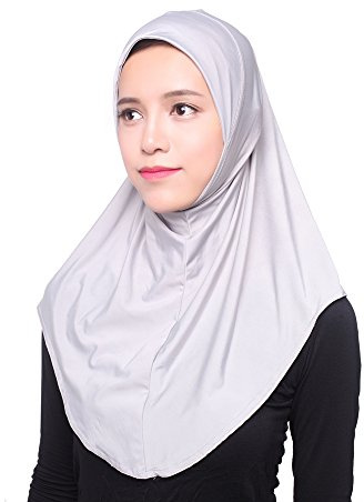 BaronHong Muslim islamisk hijab bomull Icesilk fulltonsfärg blommönster, LJUSGRÅ, M