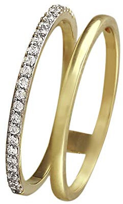 SilberDream GoldDream Doppel-Ring 8 Karat Gold Gr.58 333er Gelbgold Zirkonia D2GDR505Y58 ein schönes Geschenk zu Weihnachten, Geburtstag, Valentinstag für die Frau