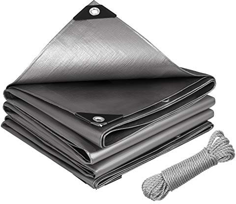 Laneetal 280g/m² Abdeckplane Gewebeplane 3x6m aus PE [ohne Rückgewinnung Materialien ], wasserdichte und verstärkte Schutzplane für Gartenmöbel, Pool, Auto, Trampolin, mit 20m Seil zur Befestigung
