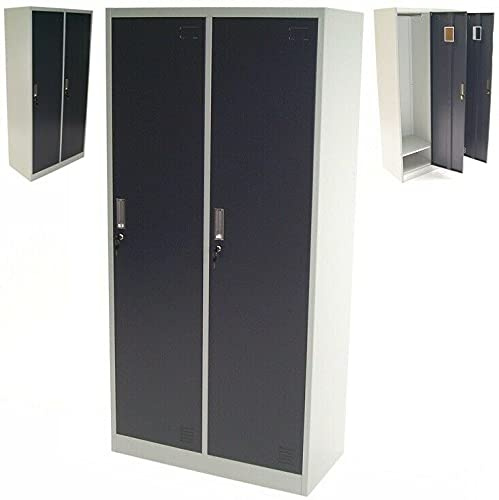 D+L Spind Doppelspind 180x90x45 cm Garderobenschrank Metall Umkleideschrank 57021 Kleiderspind Schließfach Schrank, Stahlspind AWZ