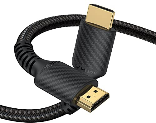 HASA zone Cable HDMI 2.1 Certifié 1M, 48Gbps Ultra High Speed Cable HDMI 8K, Chaque Cable HDMI Arc avec Rapport Test, 8K@60Hz 4K@120Hz 144Hz HDCP 2.2 & 2.3 4: 4: 4 eARC HDR10, Double Tresse en Nylon