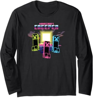 Minecraft Creeper Bright Neon Poster Manche Longue