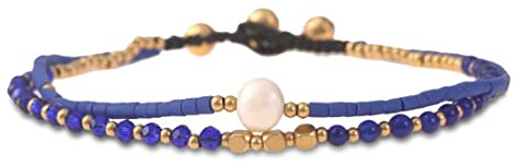 Made by Nami Surfer Fußkettchen mit Perlen Damen & Mädchen - Handmade Festival & Strand Accessoires - Goa Hippie Fußkette - Fußband Bunt Orientalisch