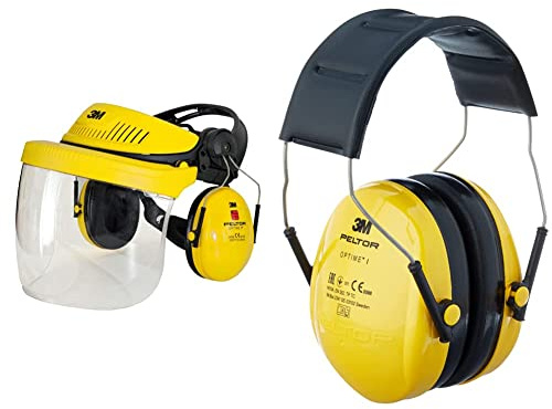 3M Gesichtsschutz G500 Multisystem, Gelb Peltor Optime I Kapselgehörschutz H510A mit weichen Polstern – schützt vor hohen Geräuschpegeln im Bereich von 87-98 dB (SNR: 27 dB), gelb, 1-er-Pack