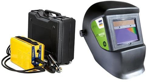 GYS - Gysmi 160P - Poste à Souder - inverter - MMA - Ø 1, 6 à 4 mm - 230V - Livré avec cables de masse et Porte Électrodes en Valise & Masque de Soudage LCD MASTER 11 - Teinte 11 Noir