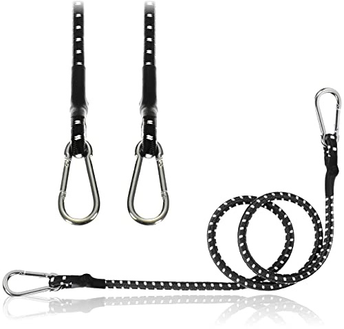 COM-FOUR® 3x elastiska remmar - bagageremmar med reflekterande ränder - spännrep med karbinhake - elastiska remmar för cyklar, bilar, bagage