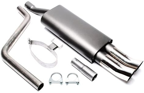 Sportendschalldämpfer DTM Sportauspuff Endschalldämpfer Stahl 2x76mm hoch rund scharf mit ABE für Typ 86c - Eintragungsfrei - 1034202
