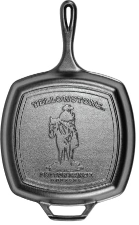 Lodge Yellowstone Grillpfanne, quadratisch, Cowboy auf Pferd, 26,7 cm
