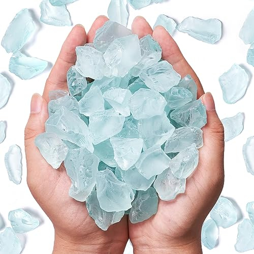 WeDoSoy Versatile Frosted Sea Glass Block - 1LB Turquoise Vase fillers, Aquarium Gravels, Sea Glass Decor, Ideal for DIY Crafts, and Home Decor - Perfect for Beach Weddings and More