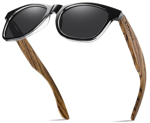 KITHDIA Holz Polarisierte Sonnenbrille Herren Damen Verspiegelt Original UV400-Schutz S5503