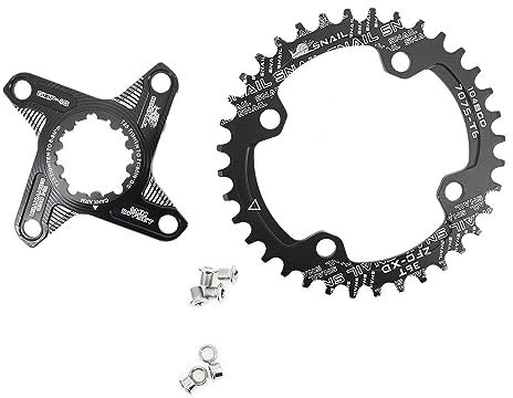 WANGZEYU Kettenblatt Ovales Kettenblatt 6 mm Offset 32T 34T 36 38 MTB Rennrad Direktmontage FahrradkettenbläTter (Color : Black Round 36T)