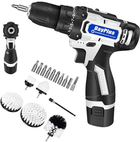 VickyHome 16.8V Elektrische Reinigungsbürste Bohrmaschine Bürste Reinigung mit 6PCS Waschbürste Anlage, 2-Gang Polsterreiniger Auto mit 25+1 Drehmomentstufen Geeignet für Teppiche, Leder