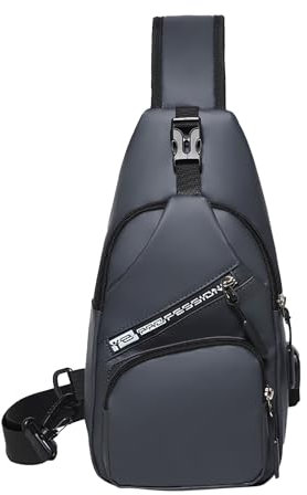 Focenat Anti-Diebstahl Sling Bag für Herren, Verstellbarer Brusttasche Herren Crossbody Bag, Sling Rucksack, Schultertasche Umhängetasche Sporttasche Reise Wander Daypack für Herren (Grau)