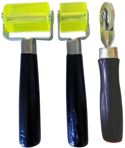 Amazleer 3 Stück Andrückrollen, Silikon Andruckwerkzeug, Auto Tapetenroller für Schallschutz, Hand Andruckrolle für Kantenumleimer und Reifenreparatur, Andrückwalze für Bodenbeläge (3)