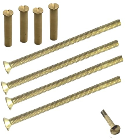 M3 Messing-Türgriffschrauben mit Verbindungsmutter und Hülse männlich zu weiblich für Türgriffe, Knöpfe, Schlossschilder und andere, 4 Stück