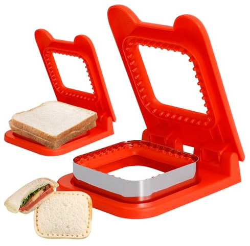Sandwich-Maker, BPA-freie Sandwich-Ausstechformen für Kinder, krustfreies Frühstück, Sandwich-Schneider und Versiegelungs-Set, ideal für Kinder, Jungen, Mädchen, Lunchbox und Bento-Box (quadratisch
