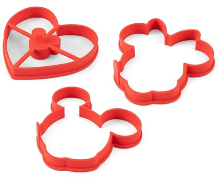 PRESTIGE Disney - Juego de 3 moldes de silicona para panqueques, color rojo