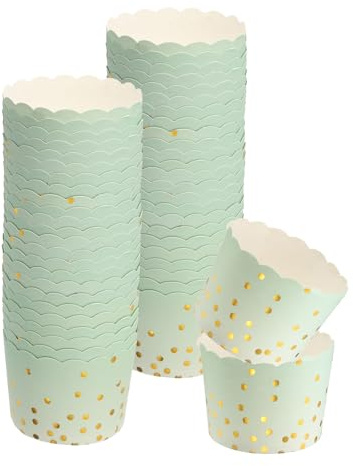 QUARKZMAN 50 Stück Cupcake Hüllen für Hochzeit, Papierbackförmchen und Muffin-förmchen Backförmchen für Geburtstags Hochzeitsfeierbedarf, Grün
