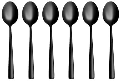 Otto Koning Lot de 6 Petites Cuillères à Dessert, Cuillères à Café, Noir, Acier Inoxydable, Design Élégant, Compatible Lave-Vaisselle, 15,3 cm, Faciles à Nettoyer, Bon Rapport Qualité-Prix