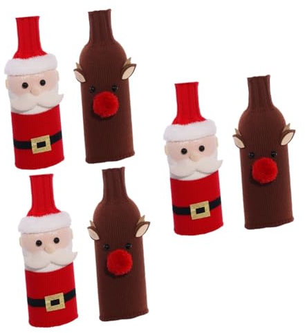Cabilock 3 Sätze Weihnachtsflaschen Set Weihnachtsdekoration Weihnachtsschmuck Weinflaschenpullover Weihnachtsflaschenhülle Weinparty Dekoration Flaschenhüllen Für Wein 2 Stück * 3
