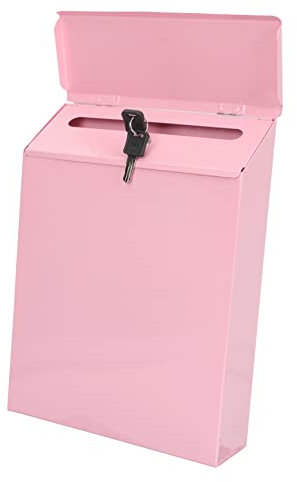 Homoyoyo Buzón De Cartas De Hierro Candado │ Buzón De Pared Práctico │ Material Resistente │ Color Rosa │ para Uso Doméstico y Recepcionar Correspondencia │ 1 Unidad