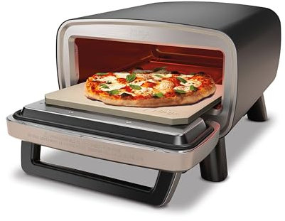 Ninja Artisan Outdoor-Pizzaofen und Heißluftfritteuse, 4 Funktionen: Pizza, Air Fry, Bake, Prove, 5 Pizzaeinst., mit 30 cm Pizzastein, Pizzaschale, Backblech, Heißluft-Fritteusen-Korb, Grau MO201EU