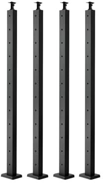 VEVOR Set di Ringhiera 4 Pz per Recinzione da Balcone 1067x100x100 mm Palo per Pannello da Giardino Balcone Ponte, Kit di Palo per Balaustrata da Terrazza, Nero, 4JZLGZXHS106URZU0001V0