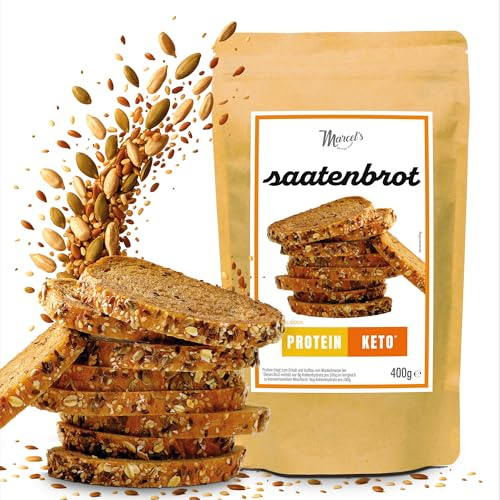Marcel's Keto Brot – Goldenes Saatenbrot (400g - für 1 Brot) | LowerCarb Brotbackmischung mit 80% weniger Kohlenhydraten | Vegan, high Protein & Sauerteig | Ofenfertig in 1 Minute