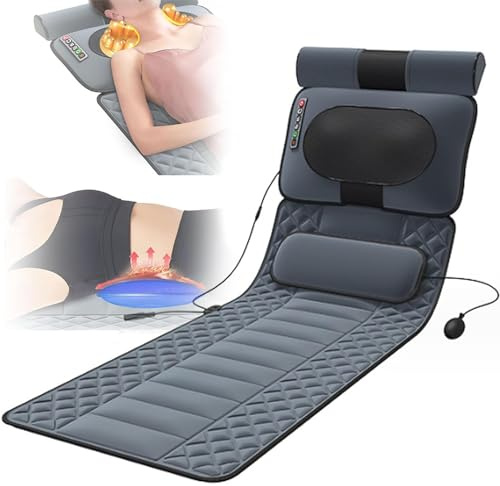 Colchón de masaje multifuncional, colchoneta de masaje corporal con calor, masajeador corporal completo para cuello y espalda, relajación muscular lumbar y pantorrilla, masajeador de espalda, cuello