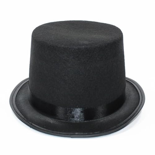 Btgghytr Westernhut für Freund, Zylinderhut mit kurzer Krempe, Zauberer-Kostüm für Outdoor-Veranstaltungen, Höhe 10 Schwarz S, Einheitsgröße