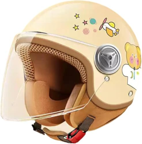 Öppen Hjälm För Barn Med Visir, Motorcykelhjälm För Barn, ECE-Certifiering, Scooterhjälm, Scooterhjälm För Barn, Mopedhjälm B,48~54 cm