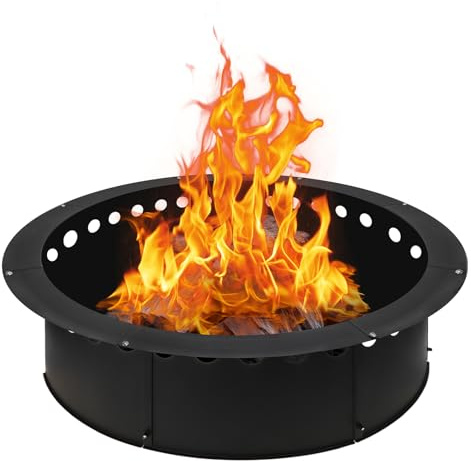 Baitedelai utomhus rökfri eldstad ring 34 tum yttre/30 tum innerdiameter, slitstark metall rund foderinsats för utomhus gör-det-själv lägereld eller brasring, ovanför eller i markanvändning