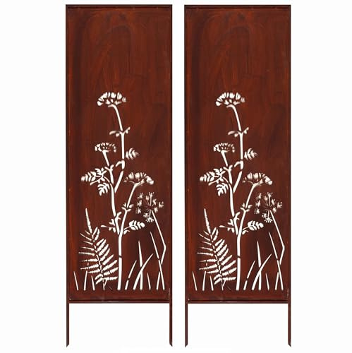 KPGA KAPAGA HOME & GARDEN - 2x Brise-vue en métal - Aspect rouille - 160 cm x 50 cm - Protection visuelle pour jardin - Clôture murale - Décoration extérieure