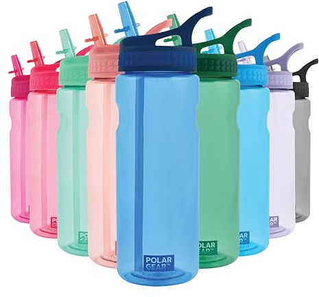 Polar Gear Aqua Grip Water Bottle – BPA-Free Reusable Water Bottles With Straw – 650ml Sports Water Bottle Perfect for Gym, Cycling & Work