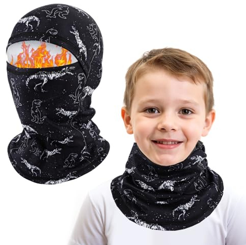 AYPOW Passamontagna Invernale in Pile Termico Bambini 4-10 Anni, Multifunzione Antivento Caldo Maschera da Sci Ciclismo, Berretti Cappello con Scaldacollo, per Ragazzi Ragazze Sport all'Aria Aperta
