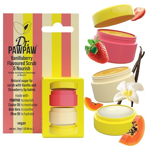 Dr.PAWPAW Scrub and Nourish Vanillaberry Lip Collection 24g