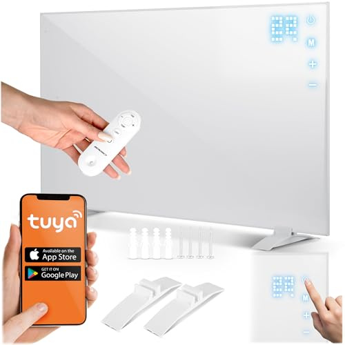 Berdsen infraröd värmare - värmepanel - 600 W - snabb uppvärmning - pekplatta - wifi-fjärrkontroll app - timer 1–9 h
