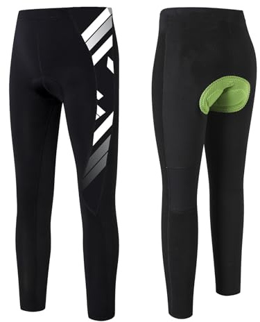 IAGUSOT Kids' Bike Padded Fleece Lined Cycling Pants/Tights (US, Numeric, 14, Regular) Black