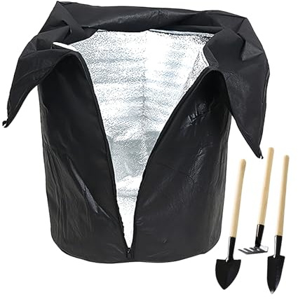 Generisch Housse de pot de fleurs - Sac isotherme avec cordon de serrage et fermeture éclair - Protection de pot de fleurs d'extérieur - Pour arbustes et arbres fruitiers pour jardin et terrasse
